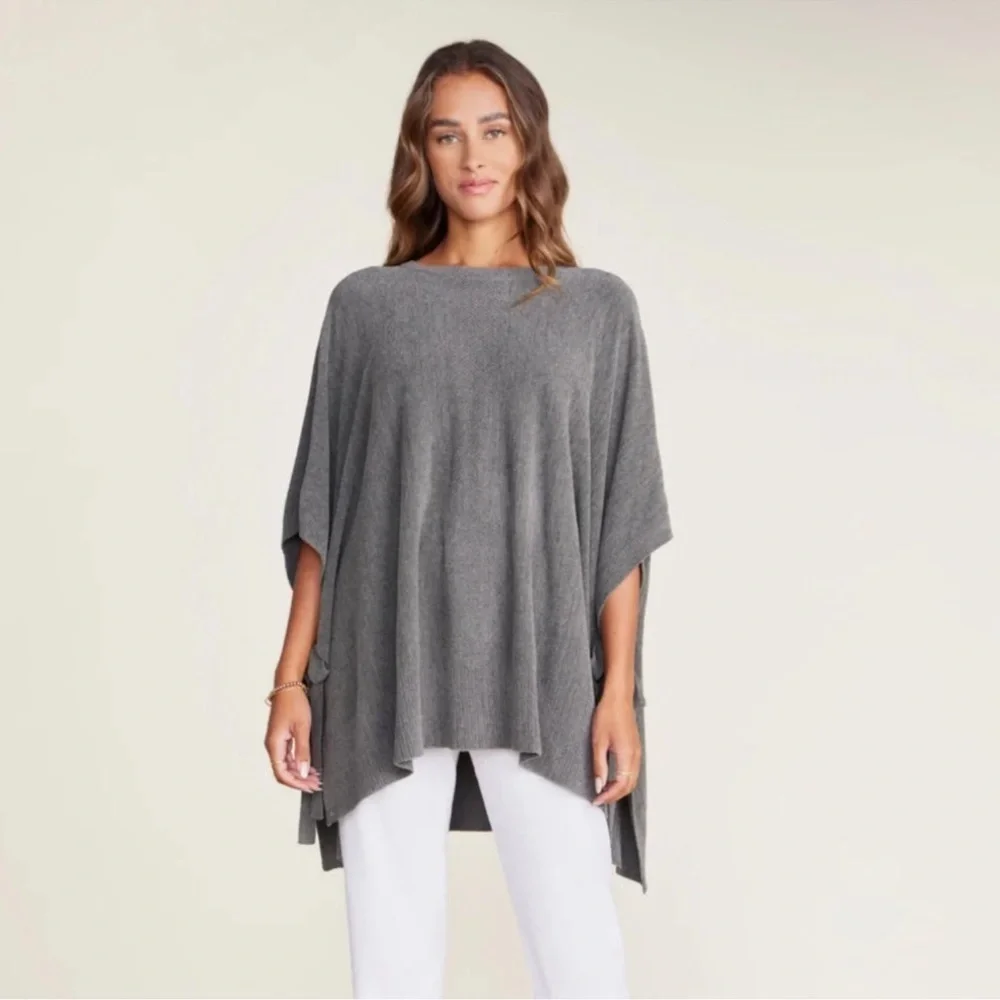 Barefoot Dreams Cozy Chic Hi Lo Poncho with Side Tie - Picture 2 of 10